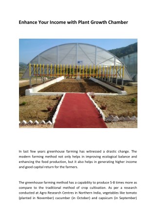 Enhance Your Income with Plant Growth Chamber