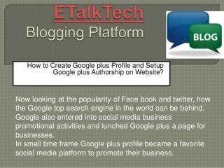 Etalktech Blogging Platform