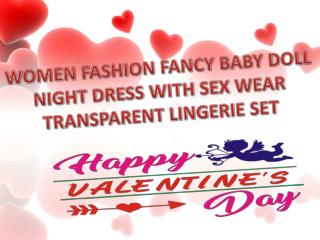 Women fashion fancy baby doll night dress with sex wear transparent lingerie set