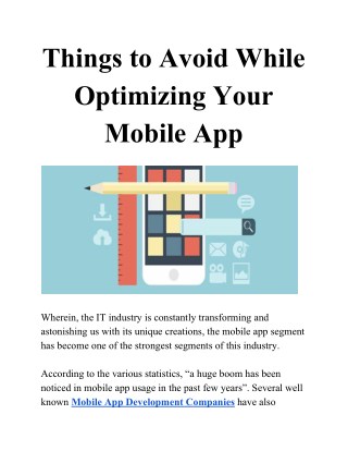 Things to Avoid While Optimizing Your Mobile App