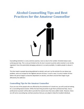 Alcohol Counselling Tips and Best Practices for the Amateur Counsellor