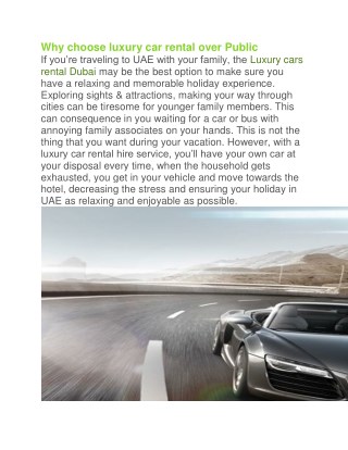 Luxury Car Rental Dubai