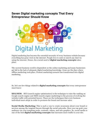 Seven Digital marketing concepts That Every Entrepreneur Should Know â€“ Digitalseed | Digital Marketing Company in pune