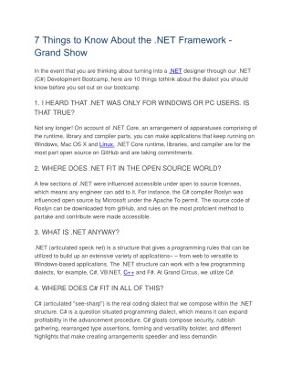 7 Things to Know About the .NET Framework - Grand Show