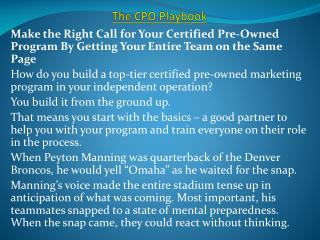 The CPO Playbook