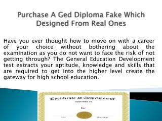 Purchase a Ged Diploma Fake Which Designed From Real Ones