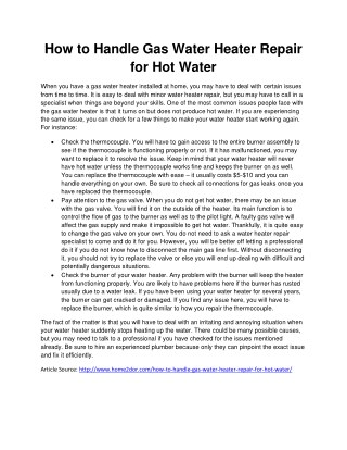 How to Handle Gas Water Heater Repair for Hot Water