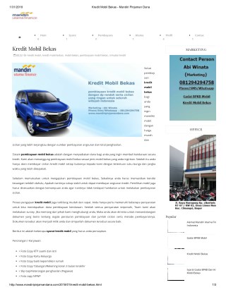 Kredit Mobil Bekas - Mandiri Pinjaman Dana