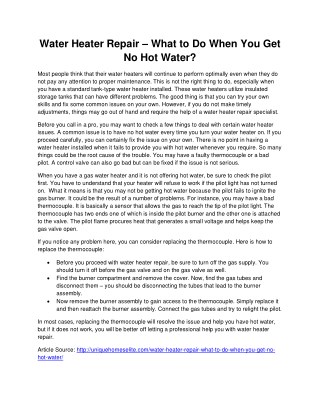 Water Heater Repair â€“ What to Do When You Get No Hot Water?