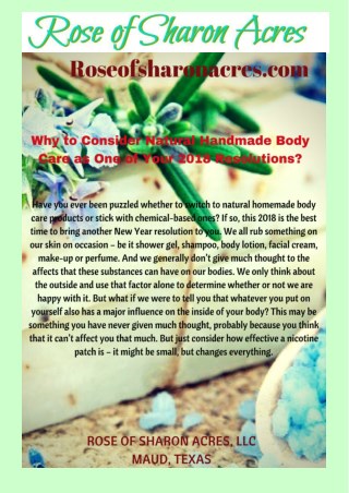 Why to Consider Natural Handmade Body Care as One of Your 2018 Resolutions?