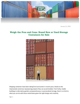Weigh the Pros and Cons: Brand New or Used Storage Containers for Sale