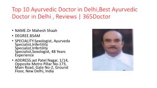 Top 10 Ayurvedic Doctor in Delhi,Best Ayurvedic Doctor in Delhi , Reviews | 365Doctor