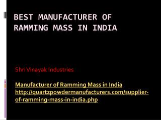 Best Manufacturer of Ramming Mass in India