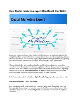 How Digital marketing expert Can Boost Your Sales â€“ Digitalseed |Digital Marketing Company in pune