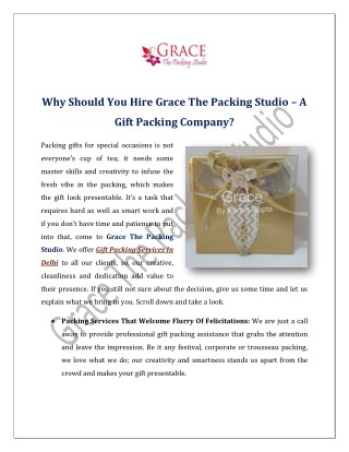Why Should You Hire Grace The Packing Studio â€“ A Gift Packing Company?