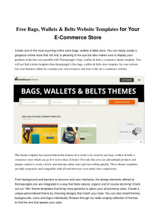 Free Bags, Wallets & Belts Website Templates for Your E-Commerce Store