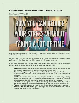 6 Simple Ways to Relieve Stress Without Taking a Lot of Time