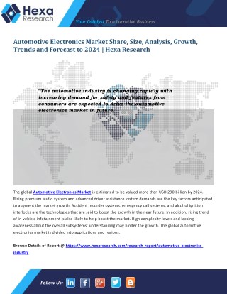 Automotive Electronics Industry Research Report