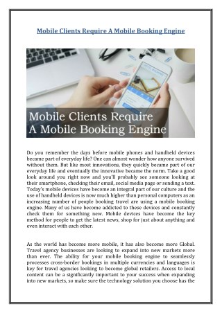 Mobile Clients Require A Mobile Booking Engine