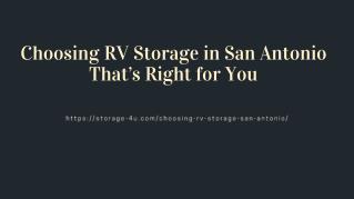 RV Storage in San Antonio Thatâ€™s Right for You