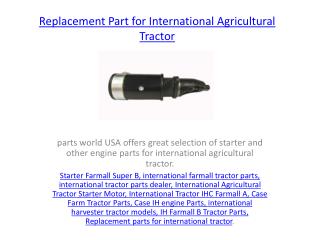 International Agricultural Tractor Starter Motor