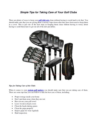 Simple tips for taking care of your golf clubs