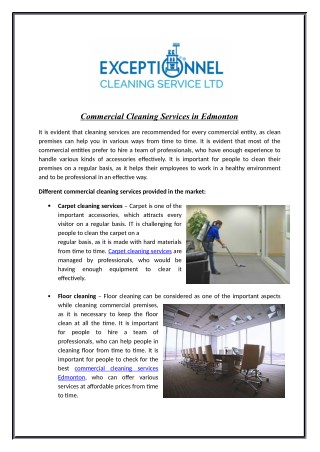 Commercial Cleaning Services in Edmonton