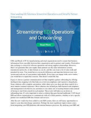 How Leading Edi Solutions Streamline Operations and Partner Onboarding