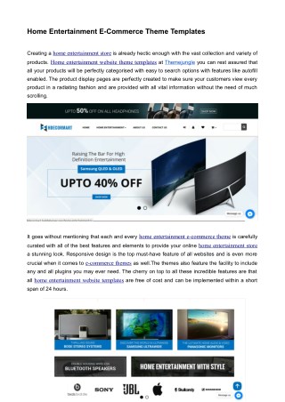 Home Entertainment e-Commerce Theme For You Every Need