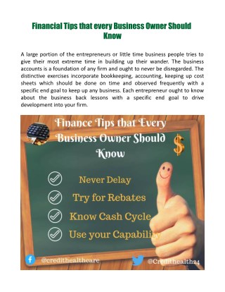 Financial Tips for Business Owner Business Owner Should Know