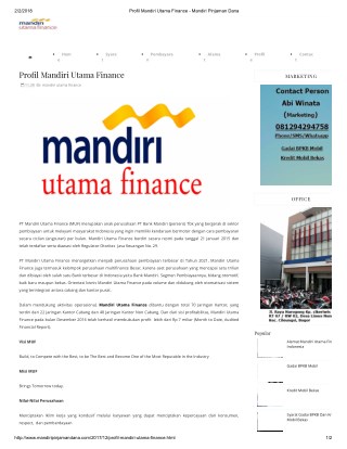 Profil Mandiri Utama Finance - Mandiri Pinjaman Dana