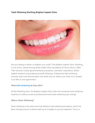 Teeth Whitening Worthing Brighton Implant Clinic