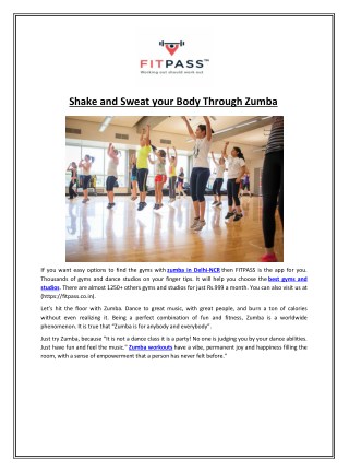 Shake and Sweat your Body Through Zumba