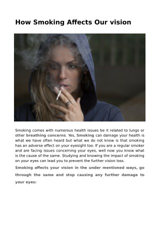 How Smoking Affects Our vision
