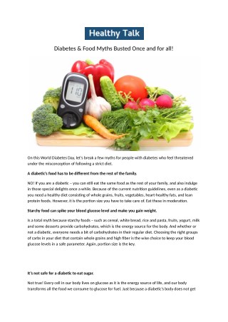 Diabetes & Food Myths Busted Once and for all!