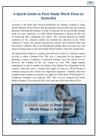 A Quick Guide to Post-Study Work Visas in Australia