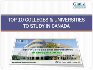 TOP 10 COLLEGES & UNIVERSITIES TO STUDY IN CANADA