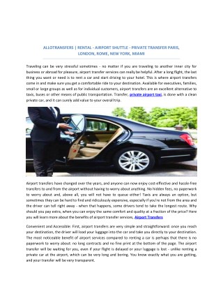 Allotransfers | Rental - Airport Shuttle - Private Transfer Paris, Londres, Rome, New-York, Miamiâ€¦