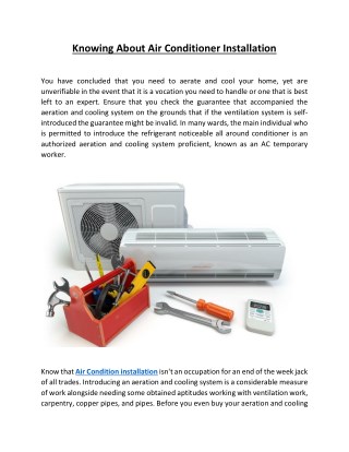 Knowing About Air Conditioner Installation