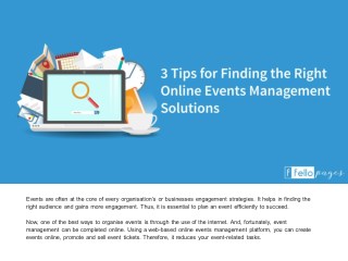 3 Tips for Finding the Right Online Events Management Solutions