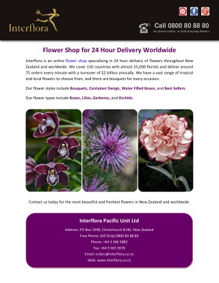 Flower Shop for 24 Hour Delivery Worldwide