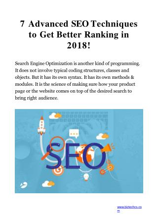 Advanced SEO On-Page Techniques 2018