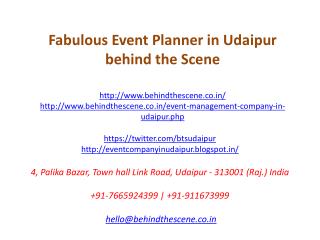 Fabulous Event Planner in Udaipur behind the Scene