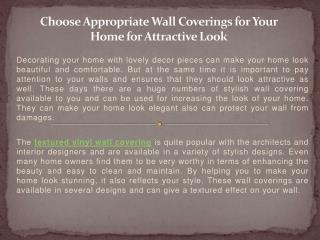 Choose Appropriate Wall Coverings for Your Home for Attractive Look