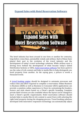 Expand Sales with Hotel Reservation Software