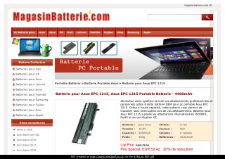 Batterie pour Asus EPC 1215, Asus EPC 1215 Portable Batterie