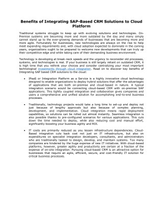 Benefits of Integrating SAP-Based CRM Solutions to Cloud Platform