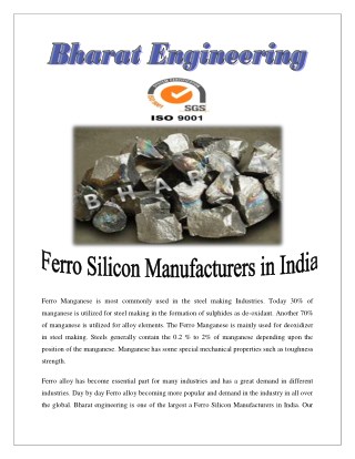 Ferro Silicon Manufacturers in India