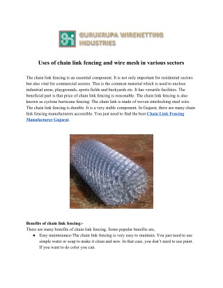 Uses of chain link fencing and wire mesh in various sectors