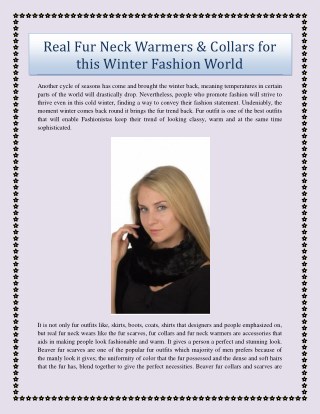Real Fur Neck Warmers & Collars for this Winter Fashion World